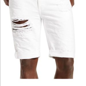 Levi’s White Ripped Jean Shorts